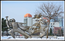 聞雞起舞雕塑|鑄銅聞雞起舞雕塑